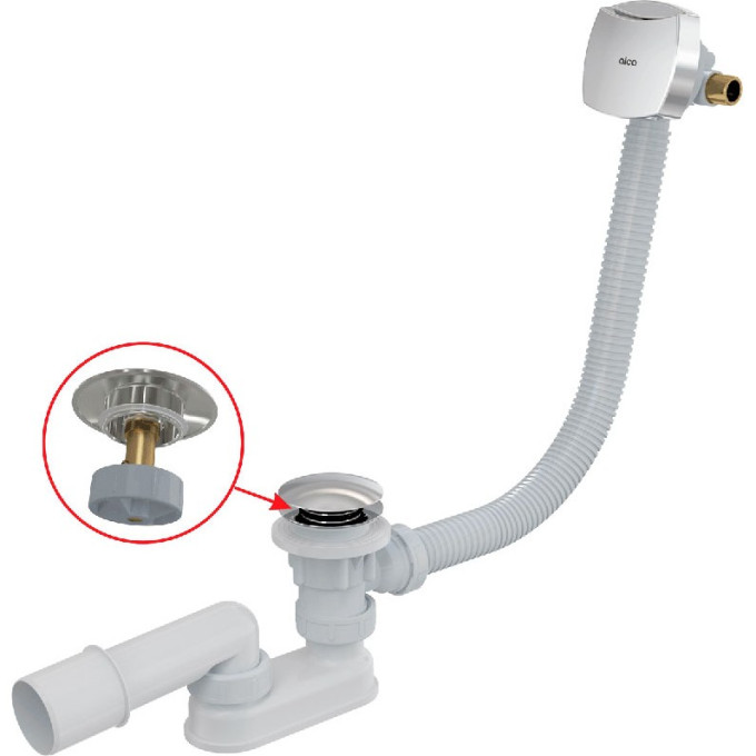 Сифон ALCAPLAST A508CKM для ванны CLICK/CLACK с напуском воды через перелив