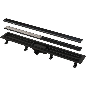 Водоотводящий желоб ALCAPLAST APZ19BLACK-950 с порогами для решетки или под кладку плитки черный